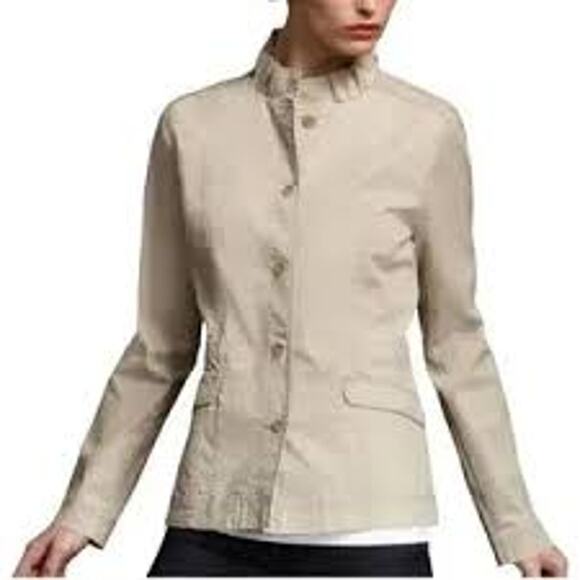 EILEEN FISHER Ivory 100% Cotton Snap Blazer Jacket M Workwear Corpcore Lagenlook - Picture 1 of 6